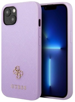 Etui plecki Guess Saffiano 4G Small Metal Logo do Apple iPhone 13 mini Purple (3666339048044)