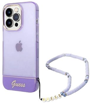 Etui plecki Guess Translucent Pearl Strap do Apple iPhone 14 Pro Purple (3666339064228)