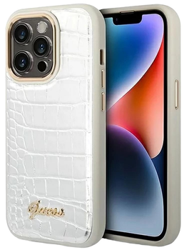 Etui plecki Guess Croco Collection do Apple iPhone 14 Pro Silver (3666339083106)