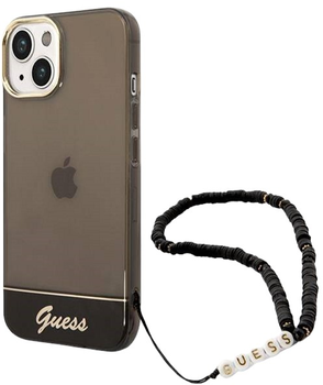 Etui plecki Guess Translucent Pearl Strap do Apple iPhone 14 Plus Black (3666339064174)