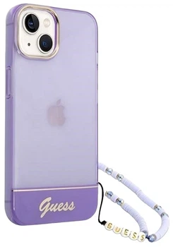 Etui plecki Guess Translucent Pearl Strap do Apple iPhone 14 Purple (3666339064204)
