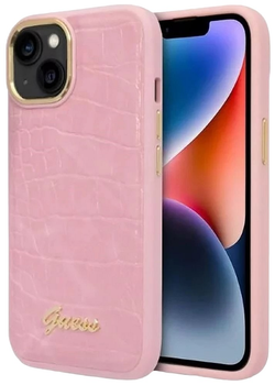 Etui plecki Guess Croco Collection do Apple iPhone 14 Plus Pink (3666339082932)