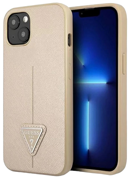 Панель Guess SaffianoTriangle Logo для Apple iPhone 14 Plus Beige (3666339065416)