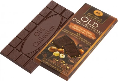 Шоколад "OLD Collection" ХКФ Горький с измельченным орехом 68% 100г (22)