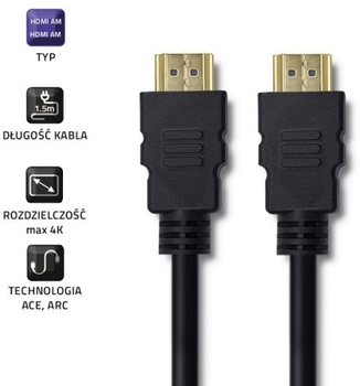 Kabel Qoltec HDMI A - HDMI A 1.5 m czarny (5901878504087)