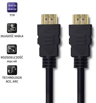 Кабель Qoltec HDMI A - HDMI A 2 m чорний (5901878504070)