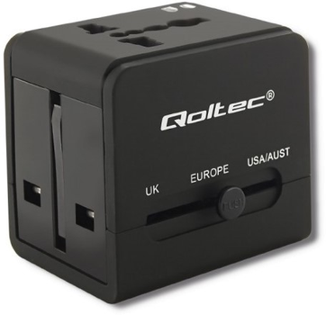 Adapter sieciowy Qoltec 2xUSB 10.5W podróżny czarny (5901878501338)