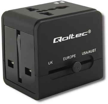 Адаптер мережевий Qoltec 2xUSB 10.5W для подорожей чорний (5901878501338)