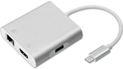 Adapter Qoltec USB Typ-C - HDMI A/USB A/RJ45/USB Type-C 4 w 1 PD srebrzysty (5901878504094)