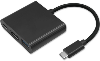 Адаптер Qoltec USB Typ-C - HDMI A/USB Typ A/USB Typ-C 3 w 1 PD 0.2 m чорний (5901878504308)