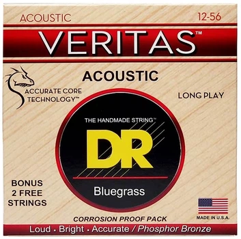 Струны для акустической гитары DR STRINGS VERITAS COATED CORE ACOUSTIC GUITAR STRINGS - BLUEGRASS (12-56)