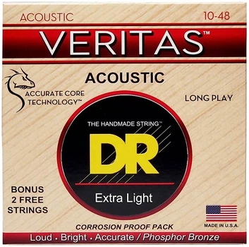 Струны для акустической гитары DR STRINGS VERITAS COATED CORE ACOUSTIC GUITAR STRINGS - EXTRA LIGHT (10-48)