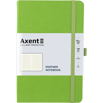 Блокнот AXENT 125*195мм 96арк. Partner салатовий, на гумці, крем. папір (клітинка) /8201-04-A/