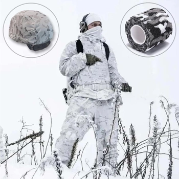 Камуфляжный костюм военный маскхалат Multicam Alpine зима мультикам (кавер на шлем и тактическая лента в подарок)