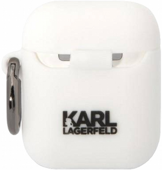 Etui CG Mobile Karl Lagerfeld Silicone Choupette Head 3D do AirPods 1 / 2 Biały (3666339087920)