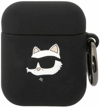 Etui CG Mobile Karl Lagerfeld Silicone Choupette Head 3D do AirPods 1 / 2 Czarny (3666339087890)