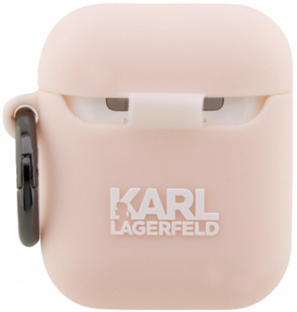 Etui CG Mobile Karl Lagerfeld Silicone Karl Head 3D do AirPods 1 / 2 Różowy (3666339087869)