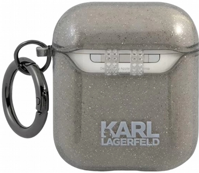 Etui CG Mobile Karl Lagerfeld Glitter Karl`s Head do AirPods 1 / 2 Czarny (3666339030254)