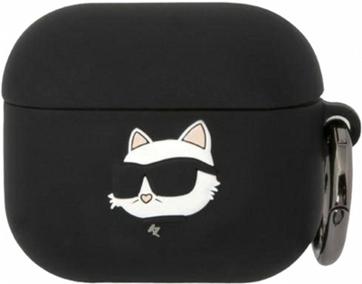 Etui CG Mobile Karl Lagerfeld Silicone Choupette Head 3D do AirPods 3 Czarny (3666339087913)
