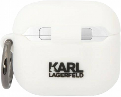 Etui CG Mobile Karl Lagerfeld Silicone Karl Head 3D do AirPods 3 Biały (3666339087852)