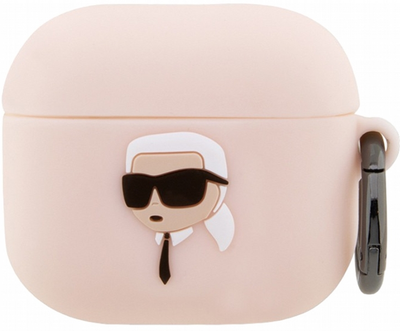 Etui CG Mobile Karl Lagerfeld Silicone Karl Head 3D do AirPods 3 Różowy (3666339087883)