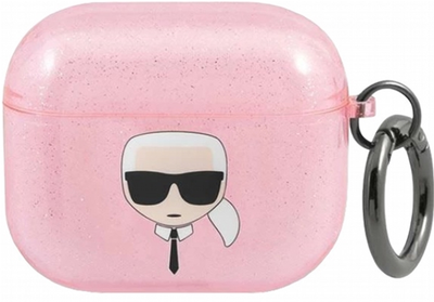 Чохол CG Mobile Karl Lagerfeld Glitter Karl`s Head для AirPods 3 Pink (3666339030339)