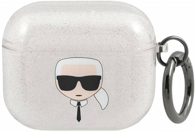 Чохол CG Mobile Karl Lagerfeld Glitter Karl`s Head для AirPods 3 Silver (3666339030308)