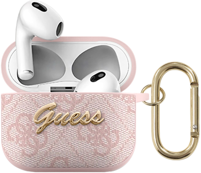 Etui CG Mobile Guess 4G Script Metal Collection do AirPods 3 Różowy (3666339009779)