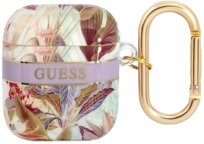 Etui CG Mobile Guess Flower Strap Collection GUA2HHFLU do AirPods 1 / 2 Fioletowy (3666339041908)