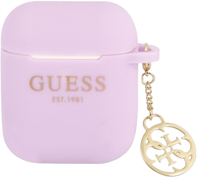 Etui CG Mobile Guess Silicone Charm 4G Collection GUA2LSC4EU do AirPods 1 / 2 Fioletowy (3666339039271)