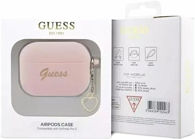 Etui CG Mobile Guess Silicone Charm Heart Collection GUAP2LSCHSP do AirPods Pro 2 Różowy (3666339111014)