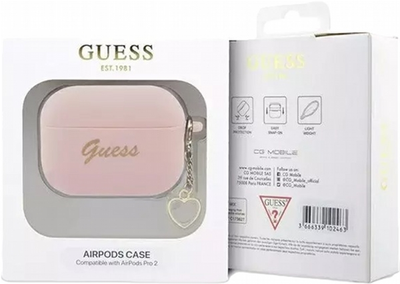 Etui CG Mobile Guess Silicone Charm Heart Collection GUAP2LSCHSP do AirPods Pro 2 Różowy (3666339111014)