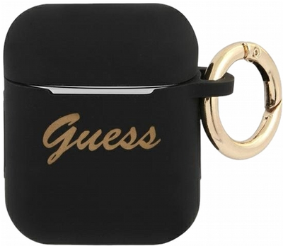 Etui CG Mobile Guess Silicone Vintage Script GUA2SSSK do AirPods 1 / 2 Czarny (3666339009960)