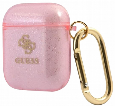 Etui CG Mobile Guess Glitter Collection GUA2UCG4GP do AirPods 1 / 2 Różowy (3666339009939)