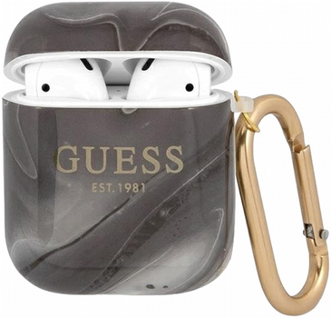 Etui CG Mobile Guess Marble Collection GUA2UNMK do AirPods 1 / 2 Czarny (3666339010140)