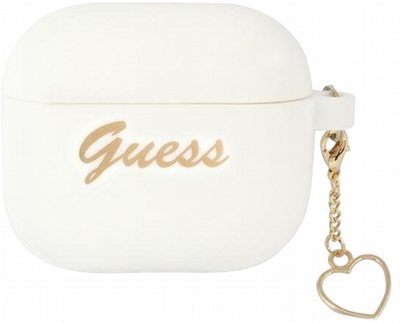 Etui CG Mobile Guess Silicone Charm Heart Collection GUA3LSCHSH do AirPods 3 Biały (3666339039141)