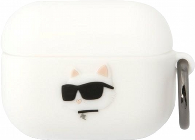 Etui CG Mobile Karl Lagerfeld Silicone Choupette Head 3D KLAPRUNCHH do AirPods Pro Biały (3666339087937)