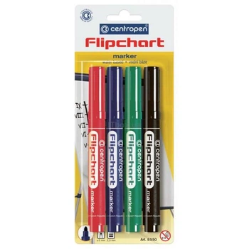 Комплект из 4-х маркеров Centropen Flipchart 2.5 мм ассорти (8550/4 / bl)