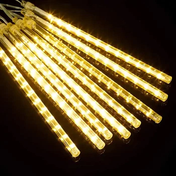 Новогодняя LED гирлянда штора Сосульки 8шт, 3х0,3м, 220V, IP44 Теплый белый