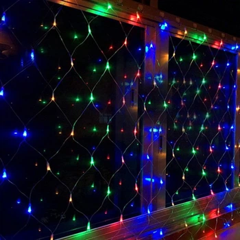 Светодиодная гирлянда сетка 160 LED, 2x1,5м, 220В, Прозрачний провод, 8 режимов, IP44, Мультиколор