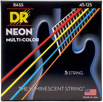 Струны для бас-гитары DR STRINGS NEON MULTI-COLOR BASS - MEDIUM - 5 STRING (45-125)