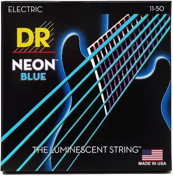 Струны для электрогитары DR STRINGS NEON BLUE ELECTRIC - HEAVY (11-50)