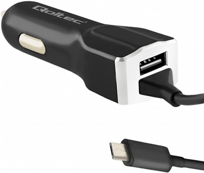 Автомобільний зарядний пристрій Qoltec 17 W USB + кабель Micro-USB Black (5901878501437)