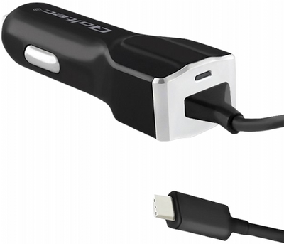 Ładowarka samochodowa Qoltec 15 W kabel USB Type-C Czarny (5901878501390)