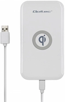 Індуктивний бездротовий зарядний пристрій Qoltec RING 10 W Qualcomm Quick Charge 3.0 White (5901878518428)