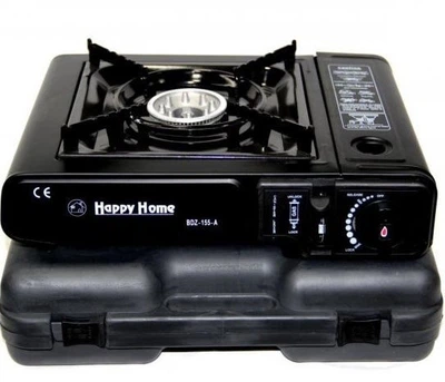 Портативная туристическая газовая плита с пьезоподжигом Happy Home BDZ-155-A c пластиковым кейсом (BDZ155ATRGZPLT) TIN66
