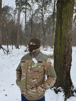 Кофта армейская из флиса для ЗСУ с накладками на плечах и локтях 54 размера цвета мультикам 2744