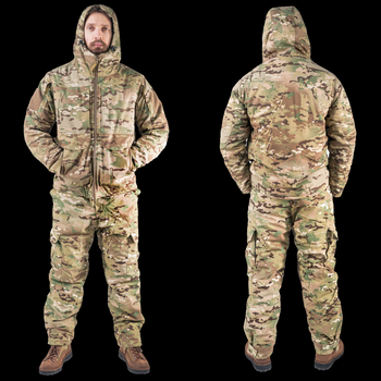 Тактичний Зимовий військовий костюм з тепловідбійною підкладкою Omni Hit Multicam Куртка з капюшоном та зимові штани Ріп Стоп L Мультикам HWMRZZ0026800-1