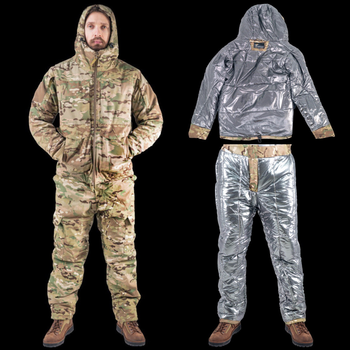 Тактичний Зимовий військовий костюм з тепловідбійною підкладкою Omni Hit Multicam Куртка з капюшоном та зимові штани Ріп Стоп XL Мультикам HWMRZZ0026800-2