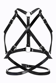 Женская кожаная портупея на грудь Art of Sex Agnessa Leather harness Черный L/XL/2XL